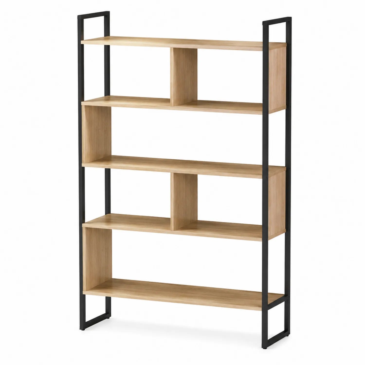 Libreria a 5 Ripiani in MDF e Metallo Nero
