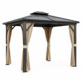 Gazebo in Alluminio con Tetto in Acciaio e Tende di Poliestere