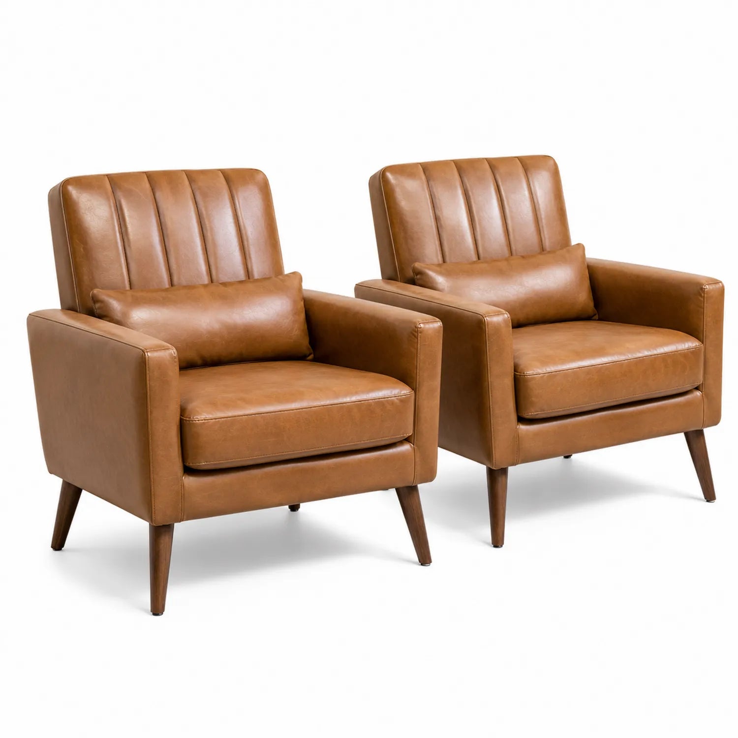 Set di 2 Poltrone in Pelle Sintetica Marrone