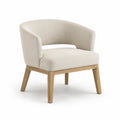 Poltrona rotonda in tessuto con gambe in legno 80x70x75 cm