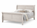 Letto Matrimoniale in Tessuto Beige con Testiera e Pediera