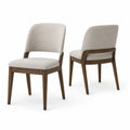 Set di 2 Sedie in Legno Massello con Rivestimento in Tessuto Beige
