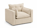 Poltrona in lino beige con cuscini rimovibili 95x90x85 cm