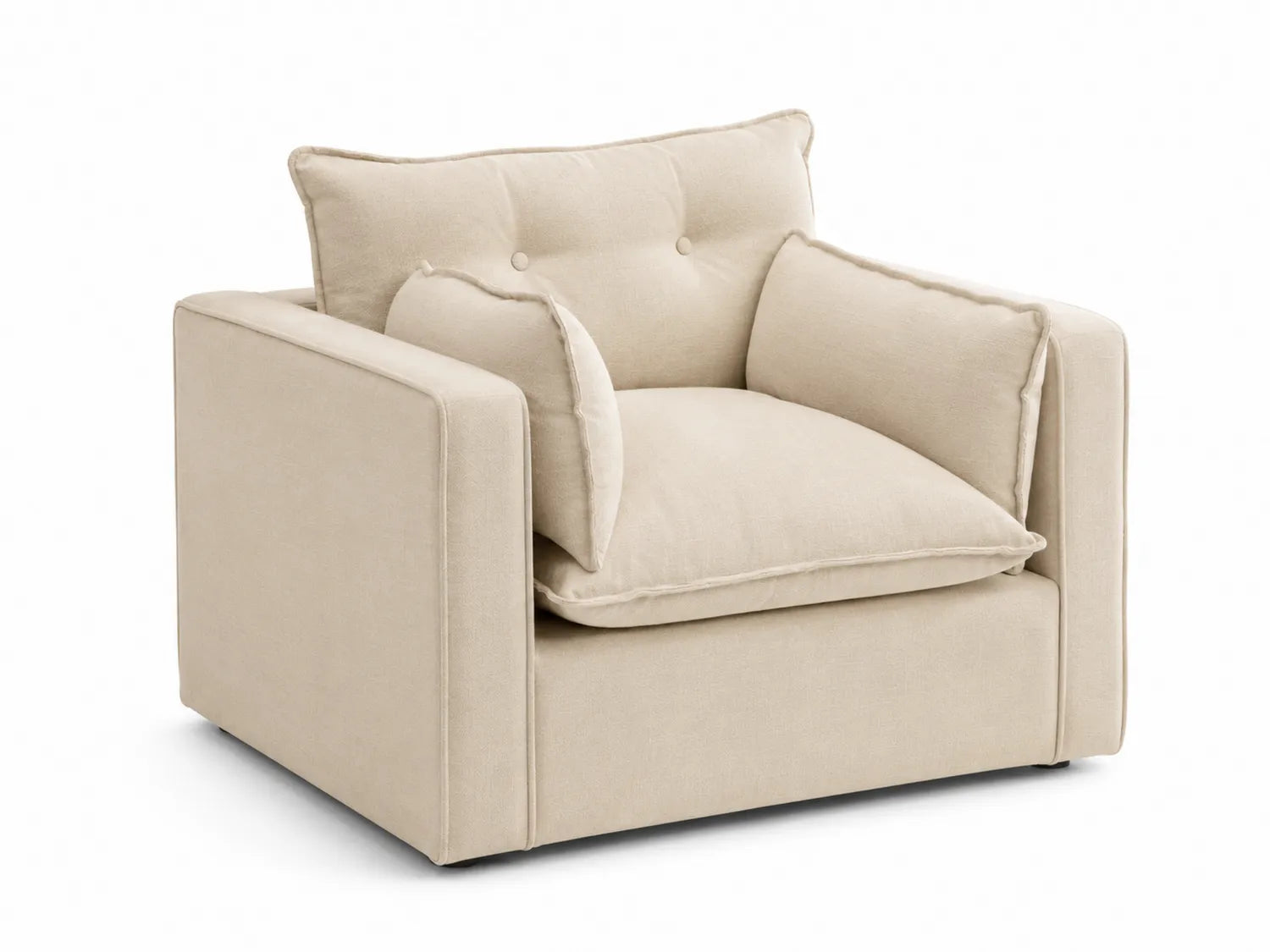 Poltrona in lino beige con cuscini rimovibili 95x90x85 cm