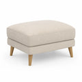 Poggiapiedi in Tessuto Beige con Gambe in Legno