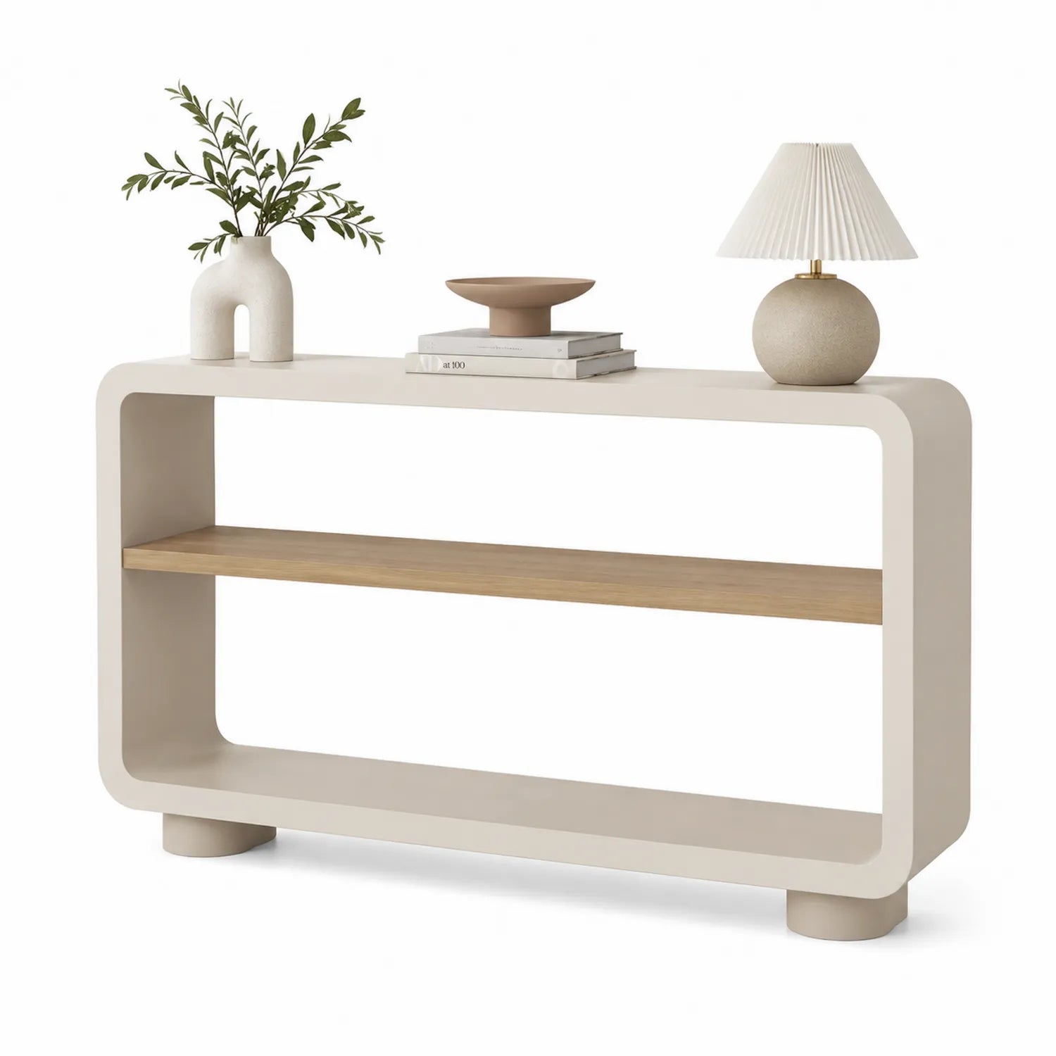 Consolle rettangolare in MDF e Rovere Bianco 120x30x80 cm