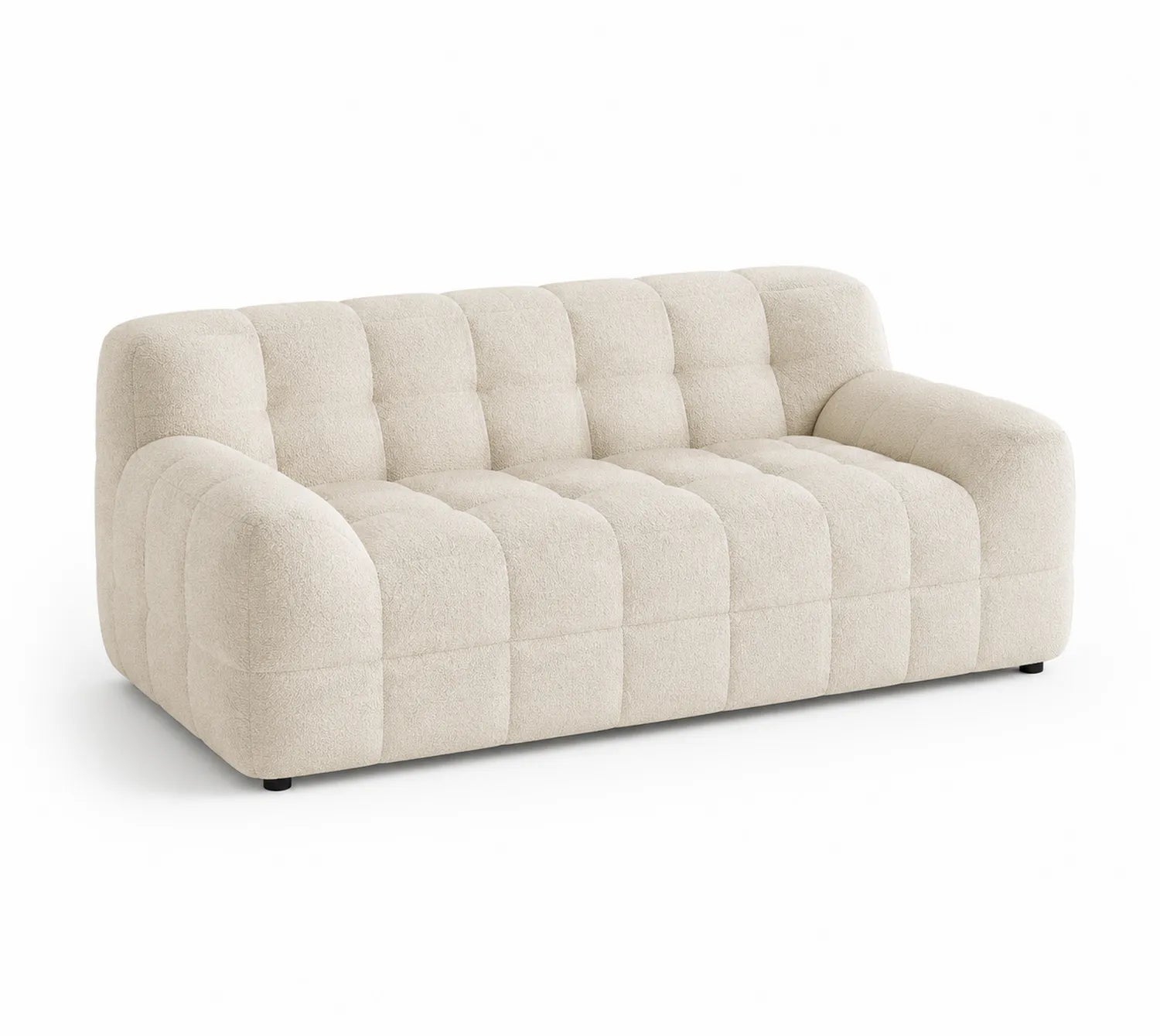 Divano a 3 posti in tessuto bouclé beige 210x95x80 cm