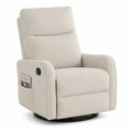 Poltrona reclinabile in tessuto beige con base girevole