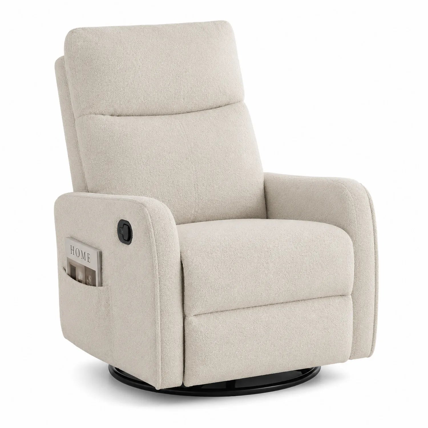Poltrona reclinabile in tessuto beige con base girevole
