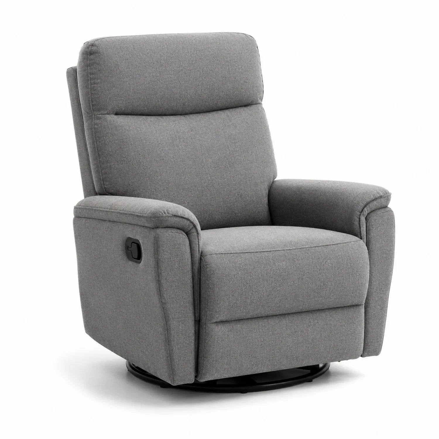 Poltrona reclinabile in tessuto grigio con base girevole