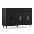 Credenza rettangolare in legno con maniglie metalliche oro 163x40x85 cm