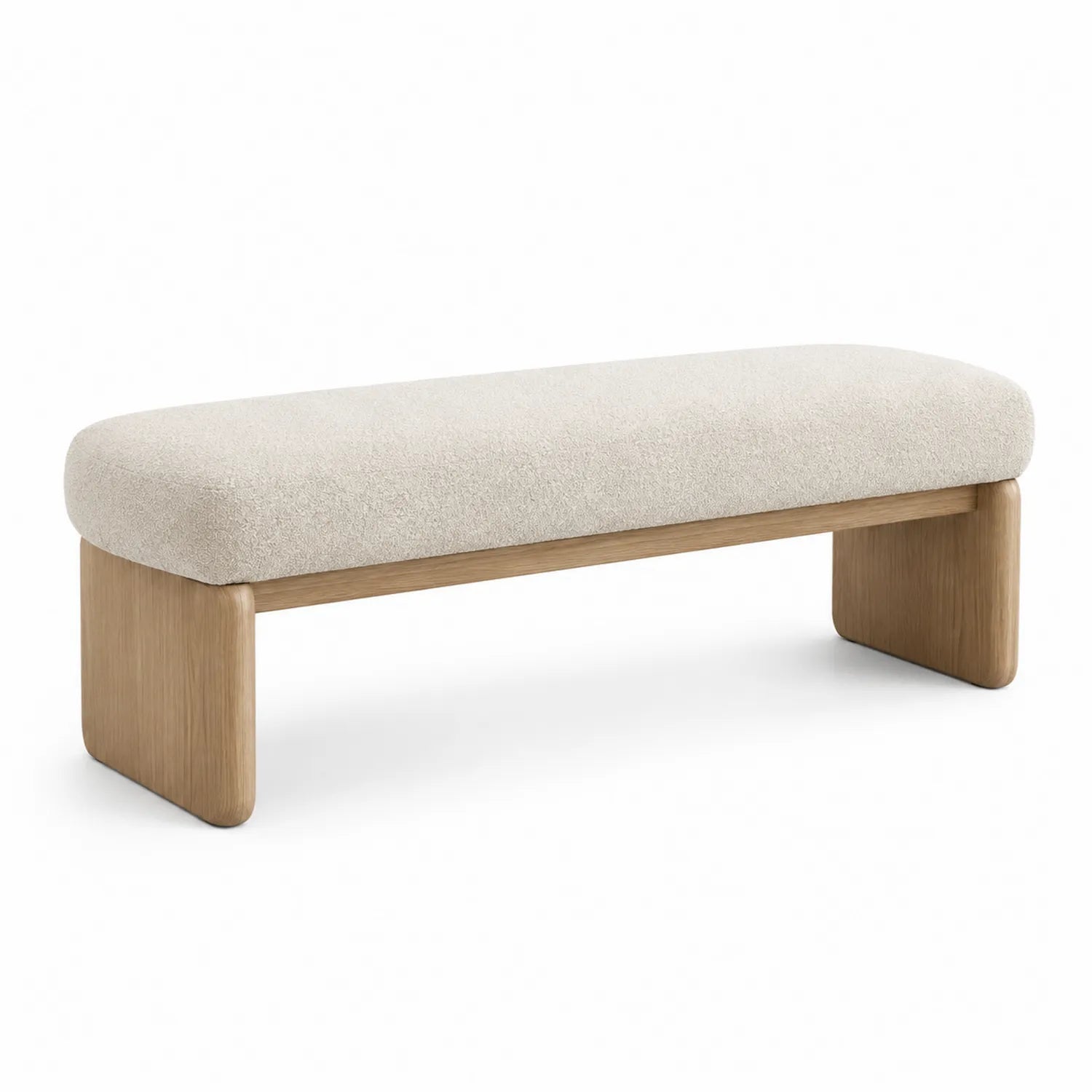 Panca in legno e tessuto poliestere Beige 120x40x45 cm