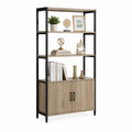 Libreria in legno e metallo marrone chiaro/nero con 4 ripiani