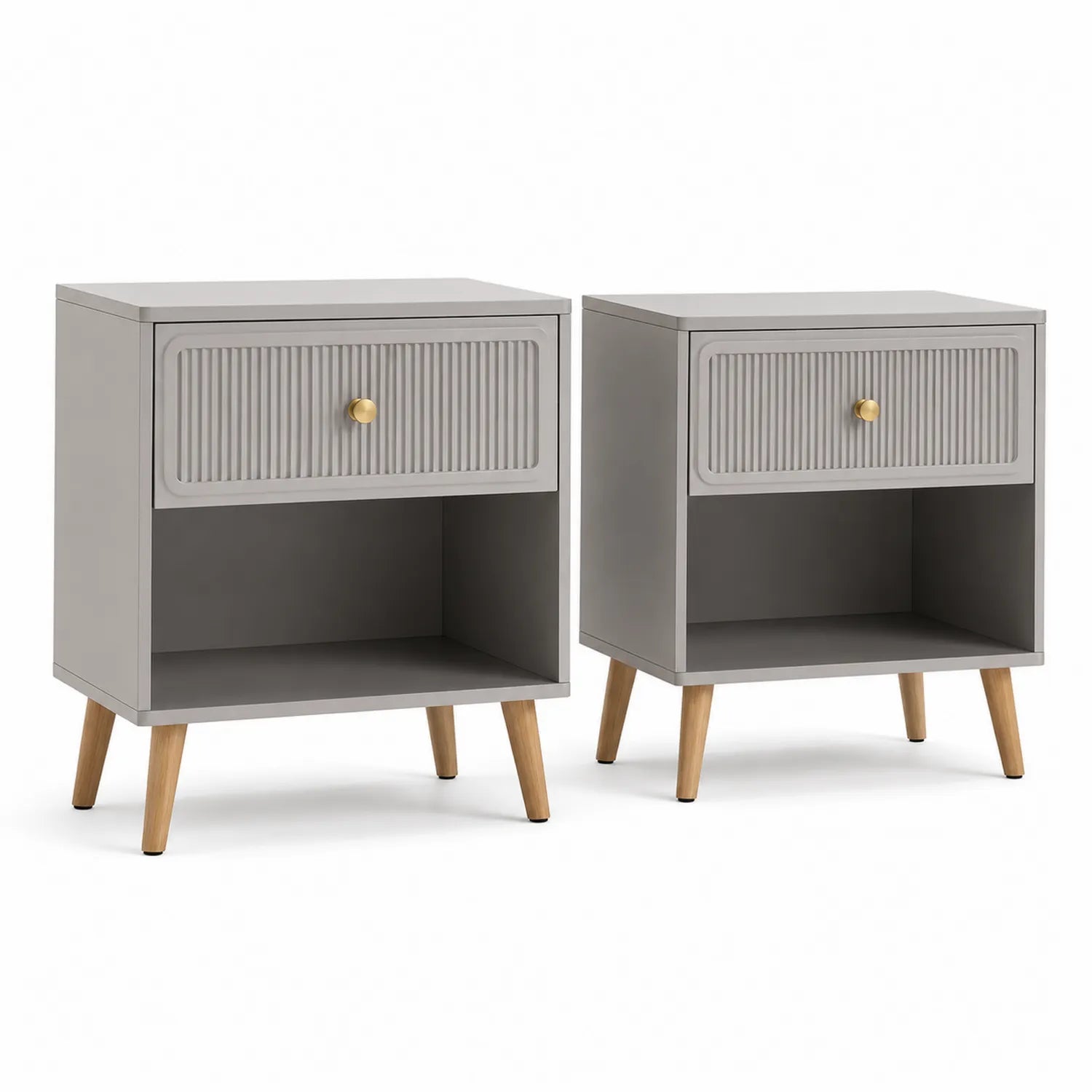 Set di 2 Comodini in Legno MDF Grigio 45x35x60cm