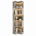 Libreria ad Angolo in Legno Grigio con Illuminazione LED