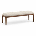 Panca rettangolare in legno e tessuto beige 140x40x45 cm
