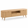 Mobile TV in Legno Rovere Naturale con Ante e Cassetto 180x45x55 cm