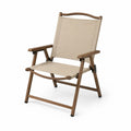 Sedia pieghevole da esterno in legno e tessuto beige