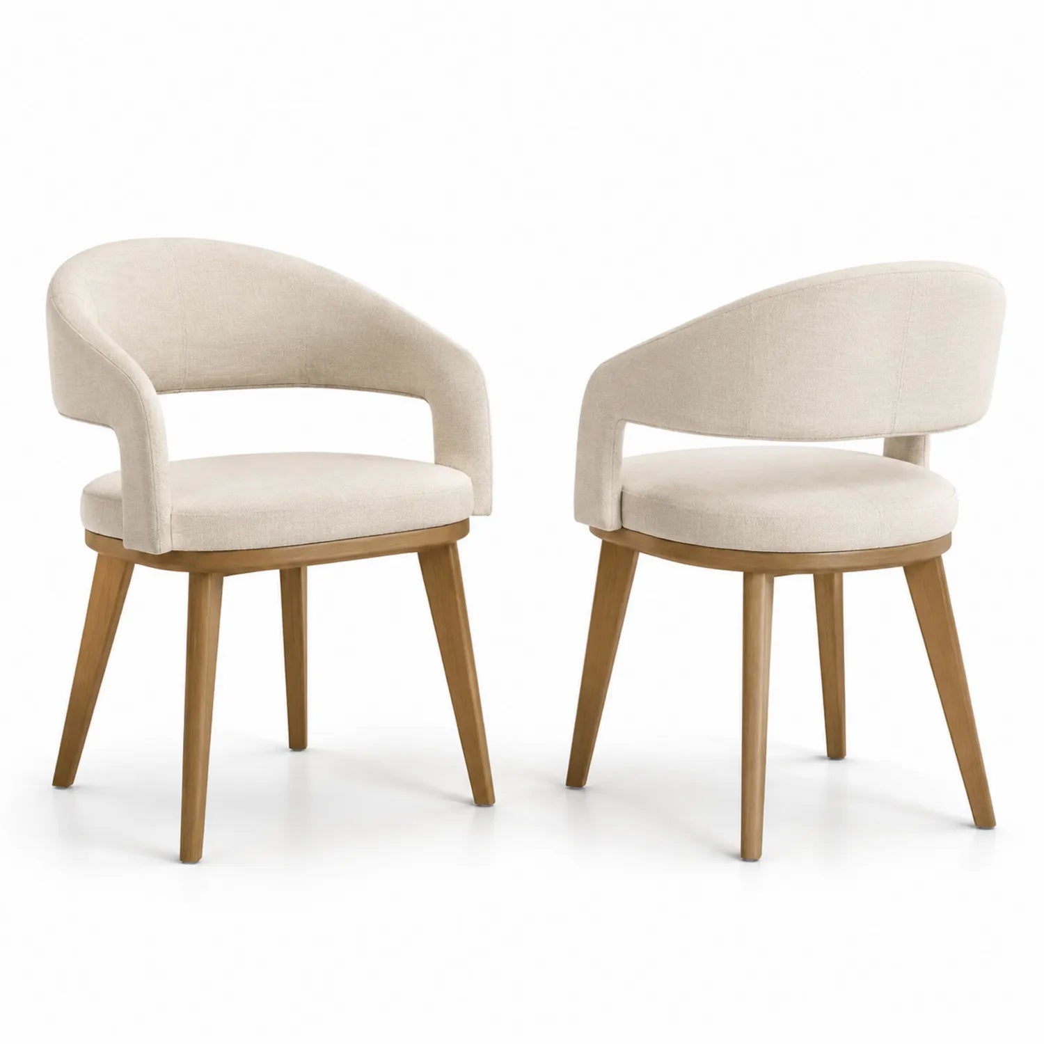Set di Sedie in Tessuto con Gambe in Legno