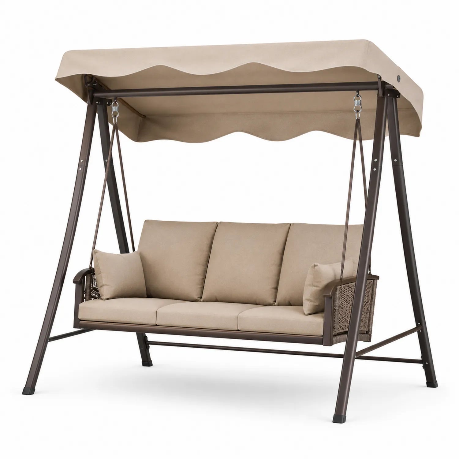 Dondolo da Giardino in Acciaio con Cuscini Beige