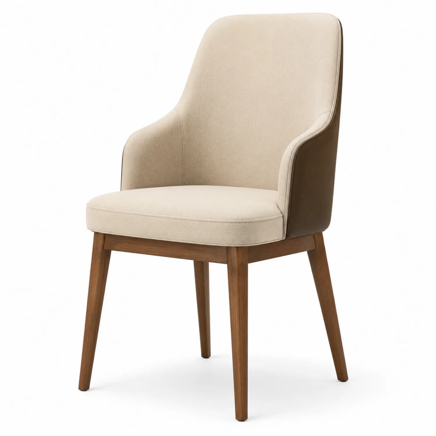 Sedia da pranzo in poliestere e legno massello Beige e Marrone