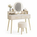 Toletta con Specchio LED Rotondo in MDF e Metallo