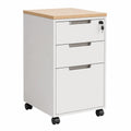Cassettiera da ufficio con rotelle 3 cassetti in acciaio e legno Bianco