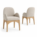 Set di 2 sedie da pranzo in legno con rivestimento in tessuto beige