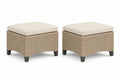 Set di 2 poggiapiedi da esterno in rattan con cuscino
