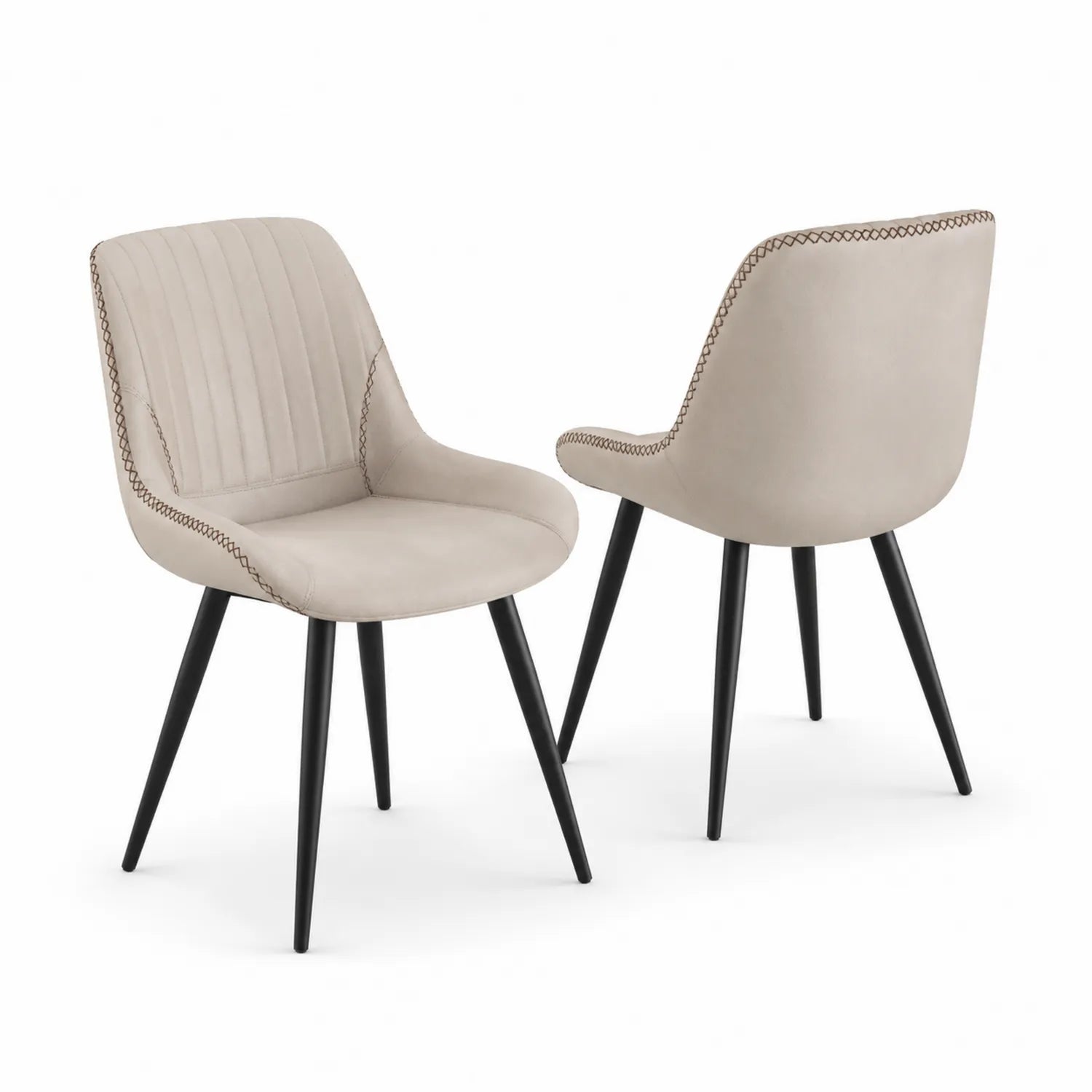 Set di 2 sedie in velluto beige con gambe in metallo