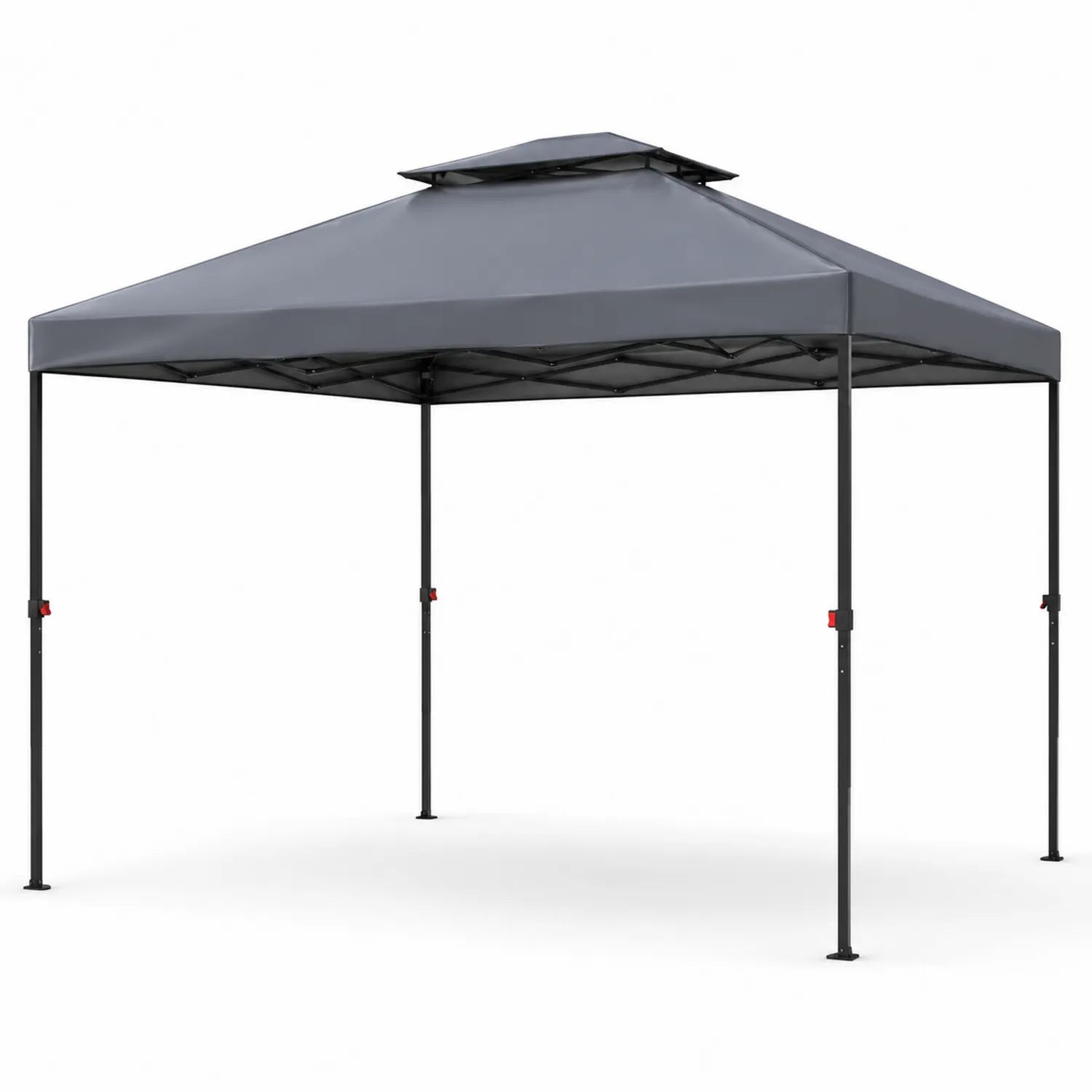 Gazebo da Giardino Pieghevole 3x3m Telaio in Acciaio Impermeabile Grigio