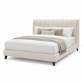 Letto in Tessuto Beige con Struttura in Legno 200x160 cm