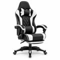 Sedia da Gaming Ergonomica in Similpelle Nero e Bianco con Poggiapiedi
