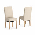 Set di 2 sedie da pranzo in legno massello con rivestimento in poliestere beige