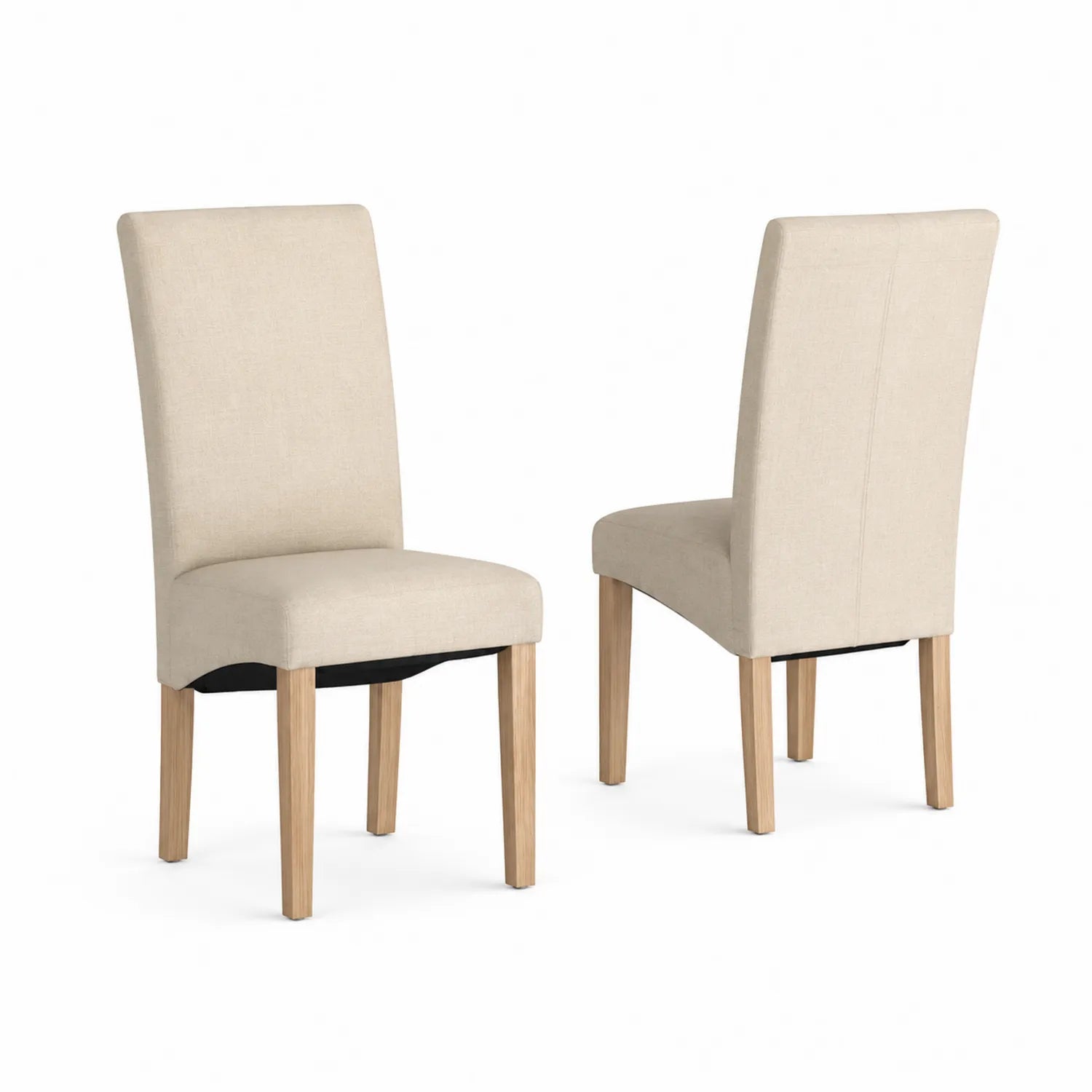 Set di 2 sedie da pranzo in legno massello con rivestimento in poliestere beige