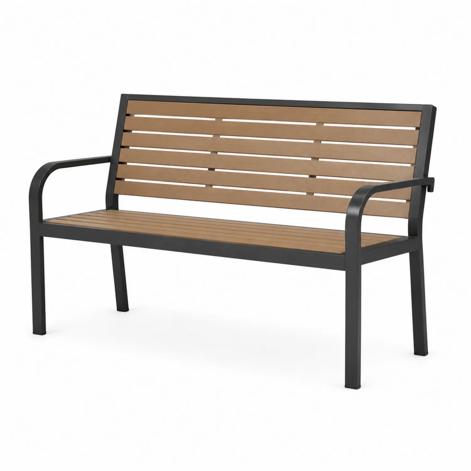 Panchina da esterno in metallo e plastica marrone 140x58x80 cm