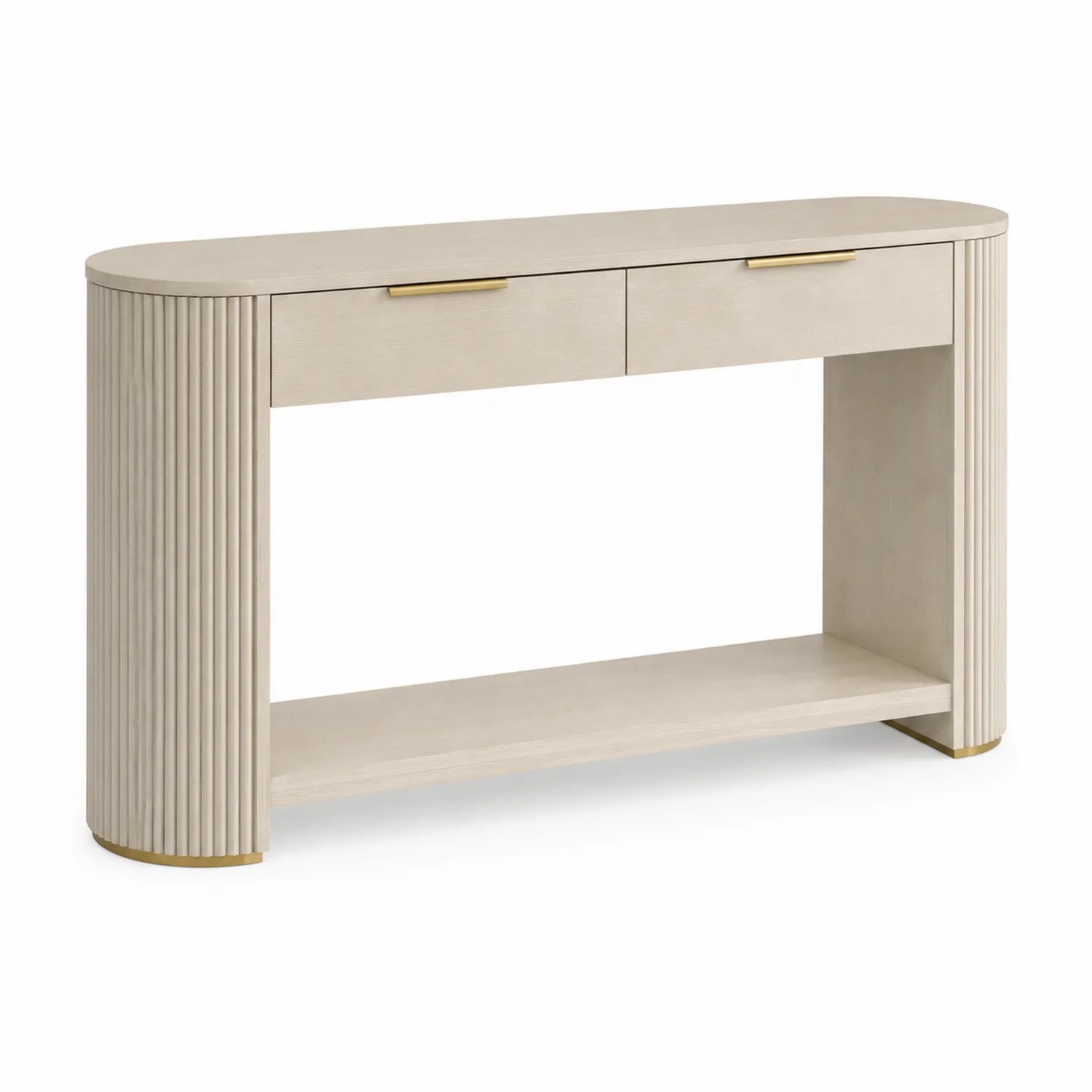 Consolle in Legno Composito con Cassetti Beige