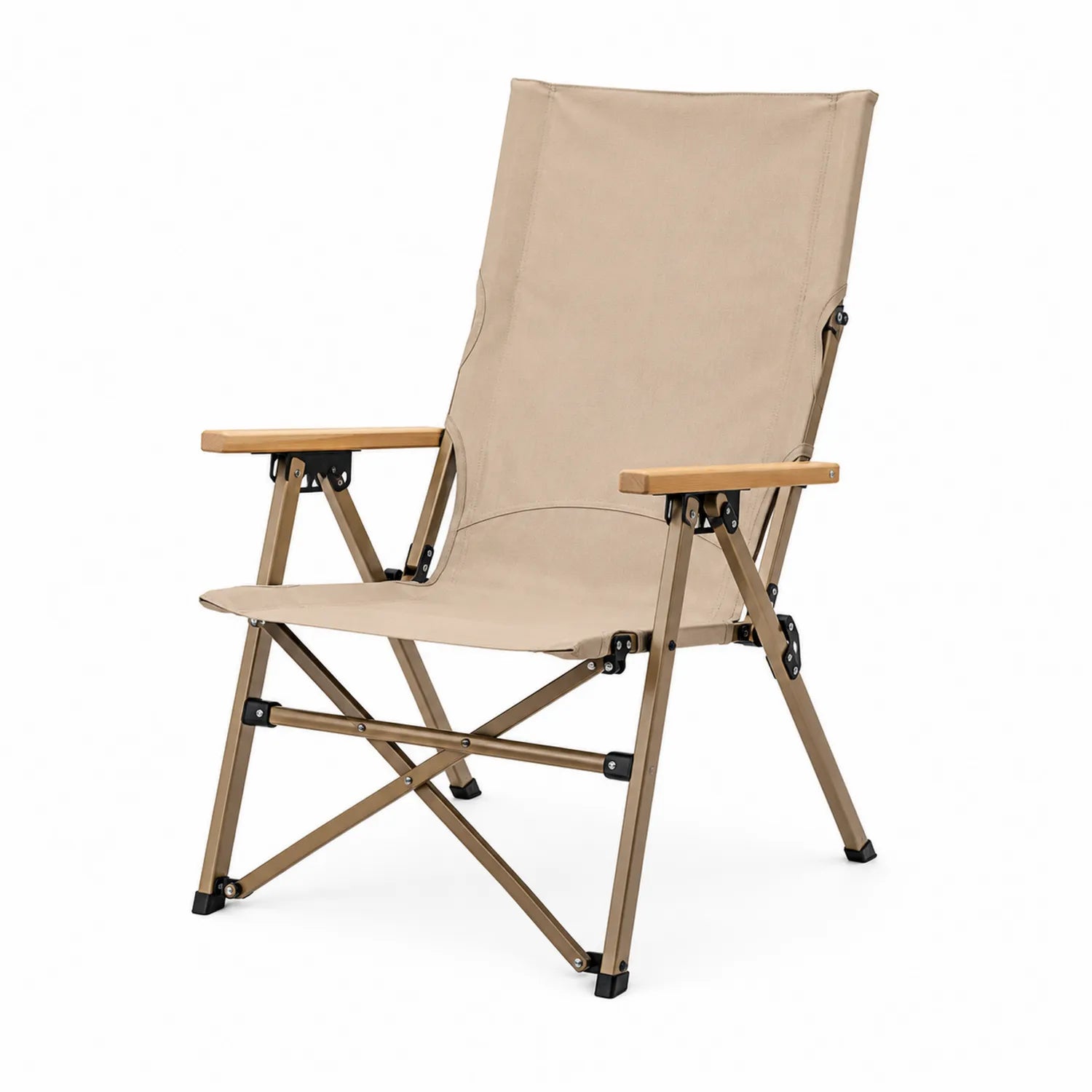 Sedia pieghevole da esterno in metallo e tela beige