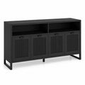 Credenza rettangolare in legno nero con ante e ripiani 120x40x85 cm