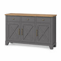 Mobile Credenza in Legno e Metallo Grigio con Piano Legno Naturale