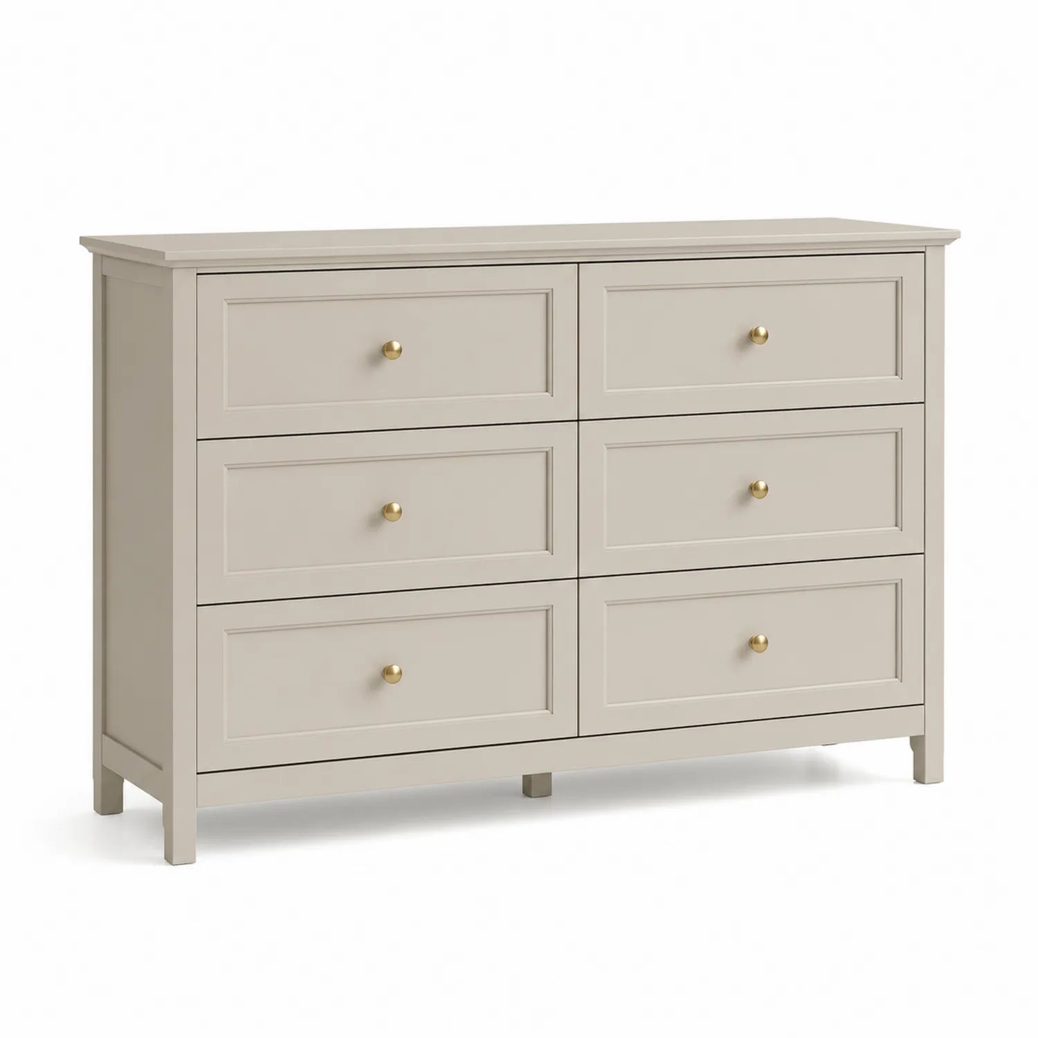 Cassettiera a sei cassetti legno beige 120x40x75 cm