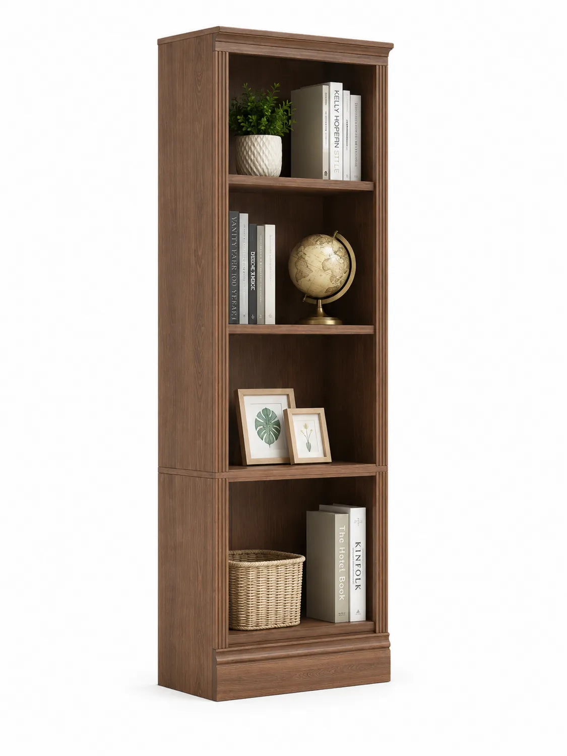 Libreria Alta in Legno MDF Noce 180x60x30 cm
