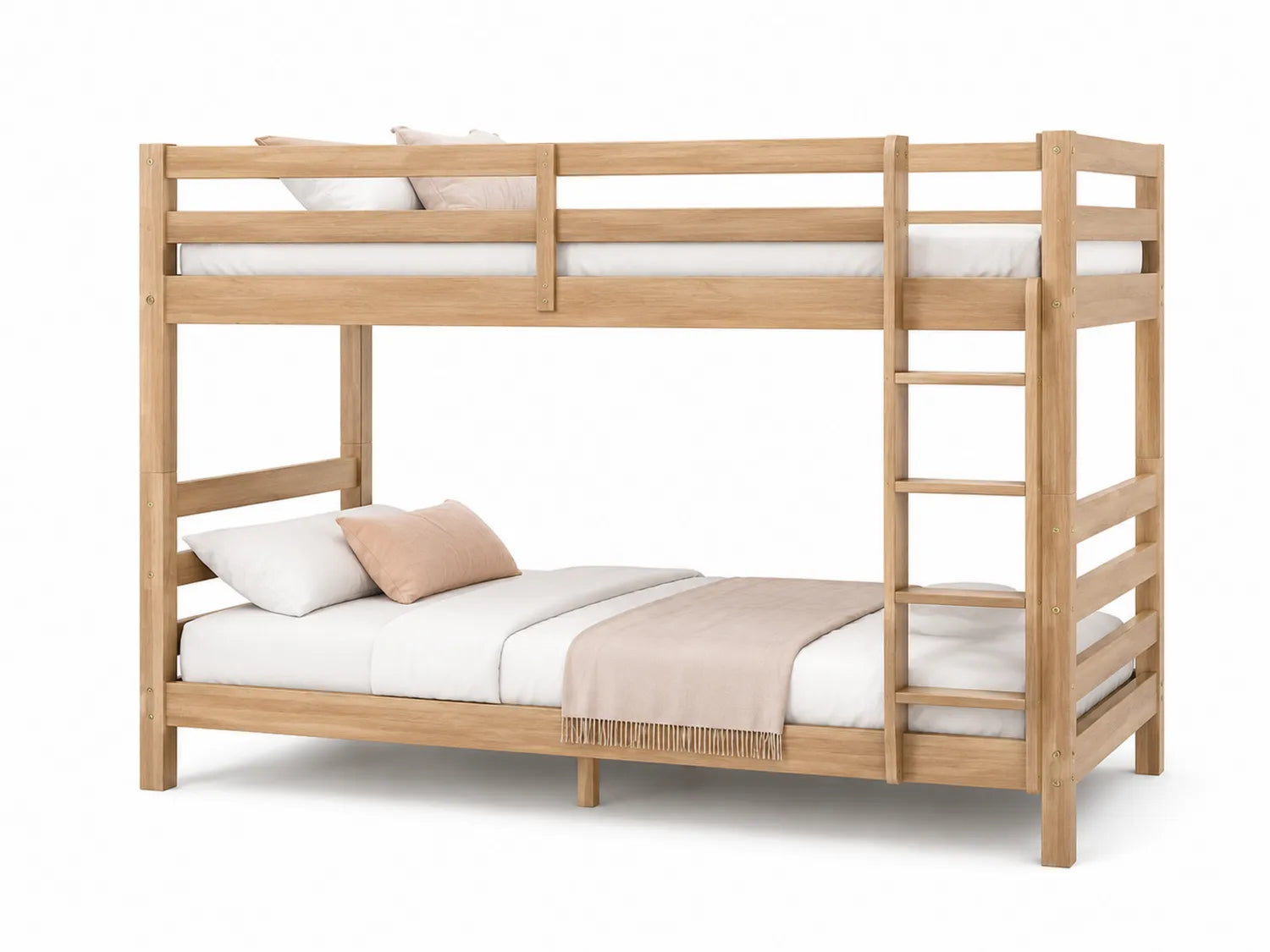 Letto a castello in legno di rovere con cuscini
