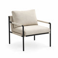 Poltrona in Metallo con Rivestimento in Tessuto Beige
