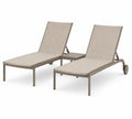 Set Lettini in Alluminio e Tessuto, Beige, 195x64x32 cm