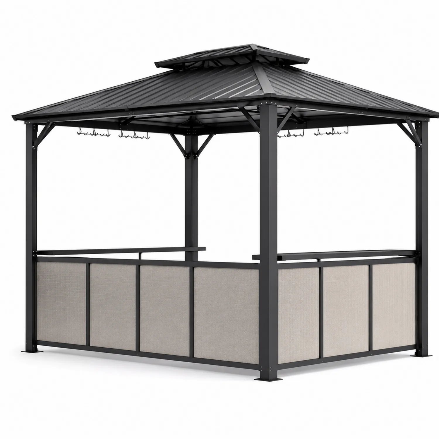 Gazebo in Alluminio con Tetto in Metallo e Pannelli Laterali in Tessuto