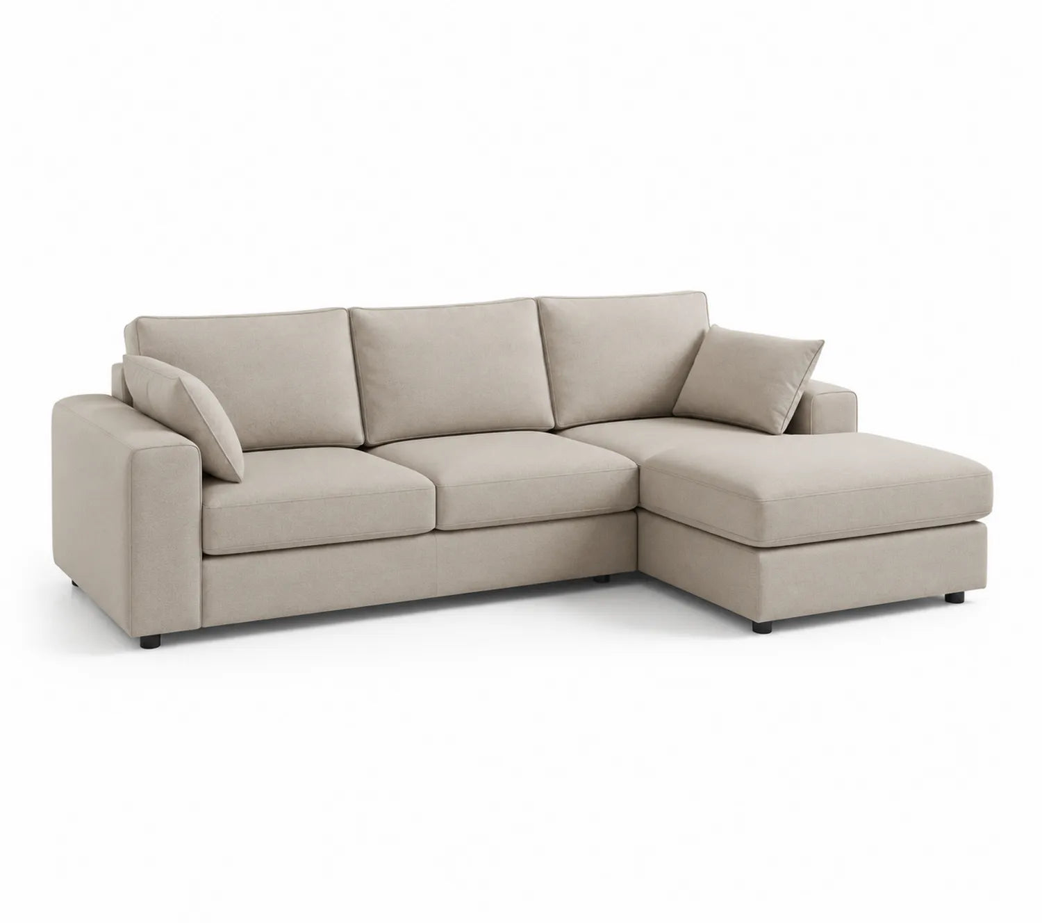 Divano angolare in poliestere beige con chaise longue