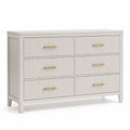 Cassettiera in MDF con Sei Cassetti e Maniglie in Metallo Beige