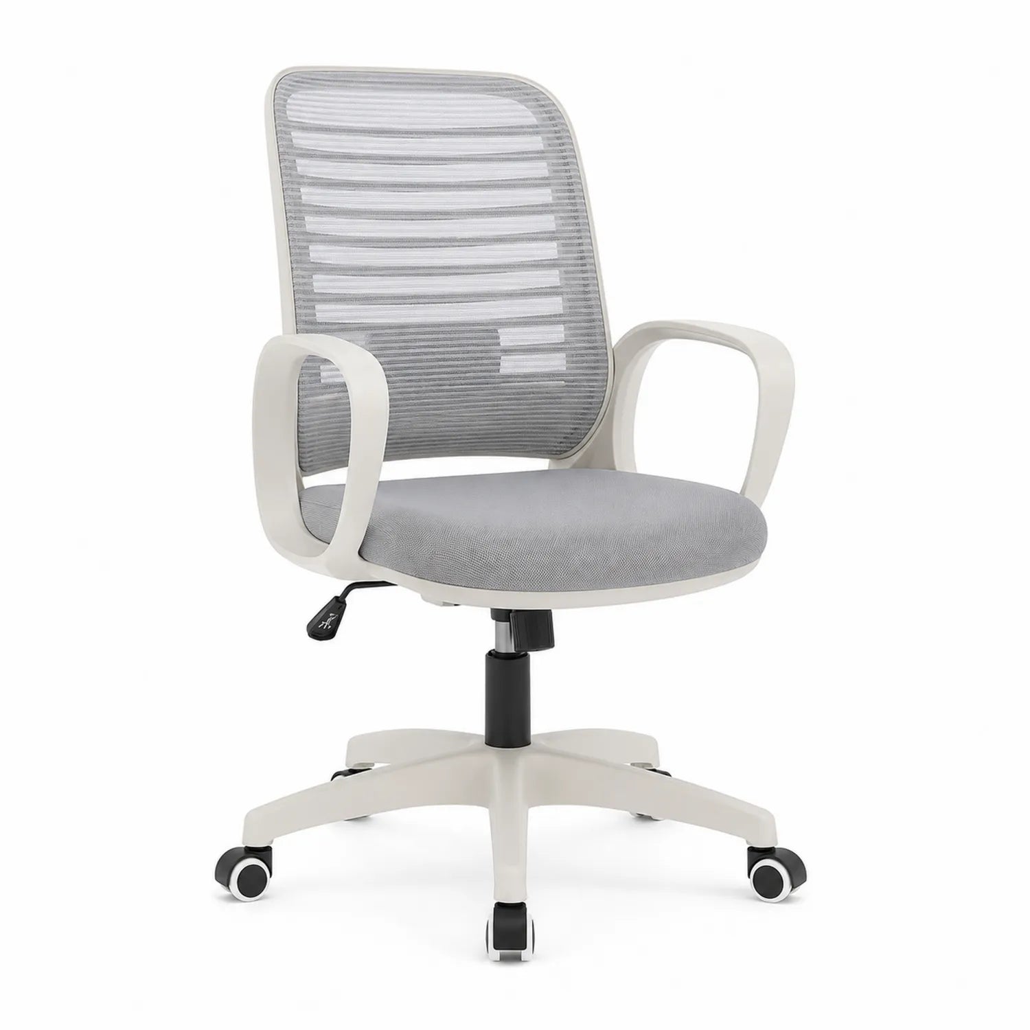 Sedia da ufficio ergonomica in plastica e rete grigia
