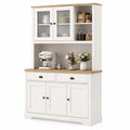 Credenza Cucina in Legno e Vetro Temperato Bianco Naturale 100x40x200 cm